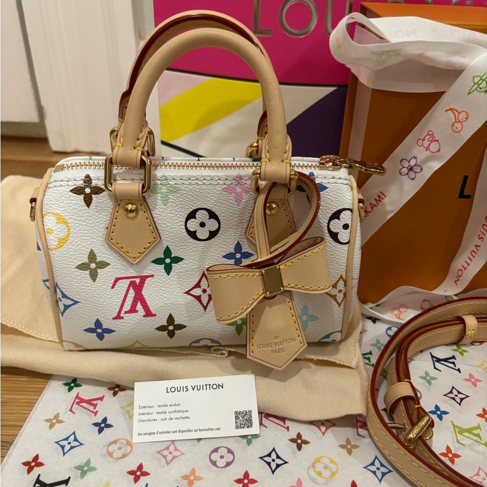 ***SOLD*** Louis Vuitton X Murakami 2025 White Multicolor Speedy Nano- NIB - Picture 4 of 15